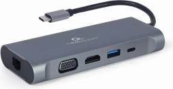 Hub USB‑C 7 en 1 con HDMI 4K, VGA, 3× USB 3.1, GbE, lector de tarjetas, audio y PD de 100 W