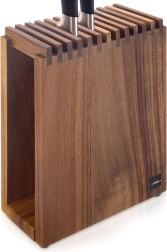 Soporte de cuchillos de madera de nogal con compartimentos