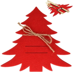 Funda navideña de fieltro para cubiertos con forma de arbolito, roja, set de 4 uds