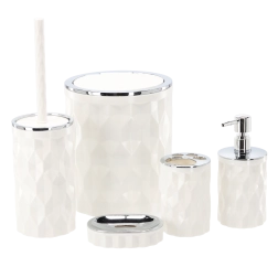 Juego redondo de 5 piezas de accesorios de baño – blanco