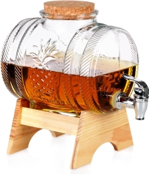 Dispensador de bebidas de vidrio con grifo y soporte de bambú 3 l