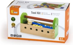 Juego de herramientas de madera en caja de transporte para niños
