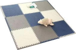 Alfombra de puzle de espuma para gimnasio 60 × 60 cm con bordes, set de 9 piezas