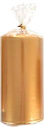 Vela cilíndrica metálica dorada 7 × 14 cm