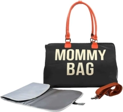 Bolsa para mamá Mommy Bag negra con cambiador plegable