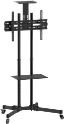 Soporte móvil para TV de 37 a 70 pulgadas, 50 kg, dos estantes