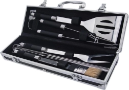 Juego de utensilios de barbacoa de acero en maletín, 9 piezas