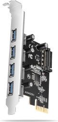 Controladora PCIe AXAGON con 4 puertos USB 3.2 Gen 1, UASP y alimentación SATA