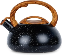 Tetera silbante de acero inoxidable 3 l – negra con efecto piedra