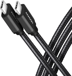 AXAGON cable USB‑C – USB‑C 3.2 gen 1, 2 m, PD 60 W, 3 A, de aluminio, trenzado, negro