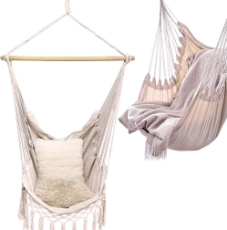 Sillón colgante brasileño tipo hamaca, beige