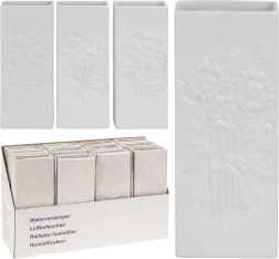 Evaporador cerámico para radiador con relieve de flores, blanco