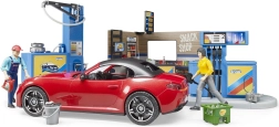 Bruder estación de servicio con coche deportivo y 2 figuras