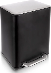 Papelera de acero inoxidable con pedal, negra, 6 l