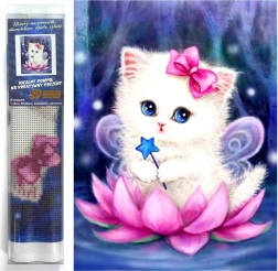 Pintura de diamantes Hada gatuna 30 × 40 cm