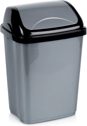 Papelera de plástico 10 l, gris con tapa basculante