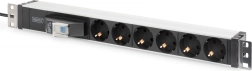 Regleta PDU para rack de 19'' DIGITUS, 6x schuko, cable de 2 m, disyuntor, perfil de aluminio