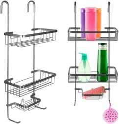 Estante colgante de ducha plateado