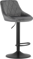 Taburete de bar giratorio con altura ajustable y reposapiés, terciopelo gris