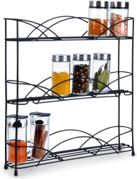 Soporte metálico de tres niveles para especias 33,5 × 6,5 × 33,5 cm