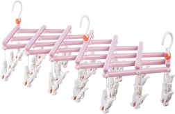 Tendedero plegable para ropa con pinzas, 29 clips, rosa