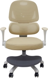 Silla infantil ergonómica giratoria para escritorio con reposapiés, beige