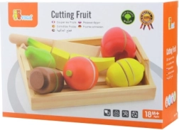 Fruta de madera para cortar con bandeja