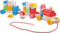 Bigjigs Baby tren de arrastre de madera con bloques apilables