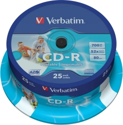 CD-R Verbatim 52x 700MB 25 uds. Imprimibles