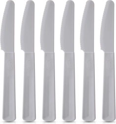 Cuchillos de mesa de plástico SANDY, grises, 6 uds.