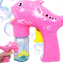 Pistola de burbujas infantil con forma de delfín con 2 recargas – rosa