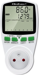Medidor de consumo de energía con historial PM0627, LCD, 16 A / 3680 W