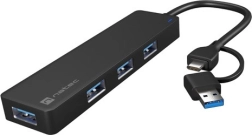 Hub USB NATEC Mayfly 4× USB 3.0 con adaptador USB‑C/USB‑A, negro