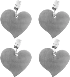 Pinzas de acero para mantel con forma de corazón, juego de 4 uds.