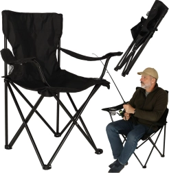 Silla plegable de camping para pesca negra