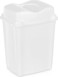 Papelera de plástico con tapa basculante 16 l blanca