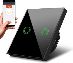 Maclean interruptor de luz inteligente táctil doble Wi‑Fi negro