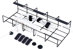 Organizador metálico de cables bajo mesa, negro