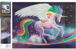 Pintura de diamantes 7D – unicornio arcoíris 30 × 40 cm