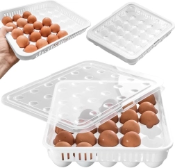 Caja de plástico para huevos con tapa, 30 uds