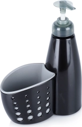 Dosificador de detergente con compartimento para esponja, negro, 370 ml