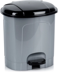Cubo de basura de plástico con pedal 5,5 l gris