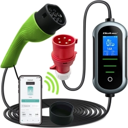 Cargador EV portátil Tipo 2 11 kW con Wi‑Fi, TUYA/SMART LIFE y LCD, 400 V, cable de 5 m