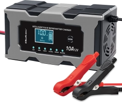 Cargador microprocesado 12 V 10 A con función de reparación para baterías AGM, GEL y LiFePO4 con LCD