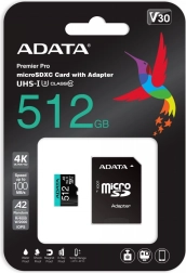 Tarjeta de memoria microSD Premier Pro 512 GB con adaptador