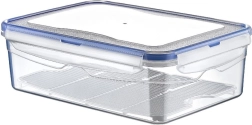 Caja de plástico para alimentos con tapa y sellado con rejilla de drenaje 2,6 l
