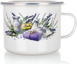 Jarra esmaltada Lavender 1,4 l con tapa de plástico, diámetro 14 cm