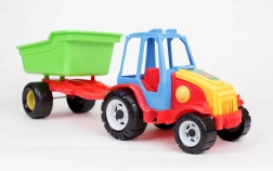 Tractor de plástico con remolque basculante para niños