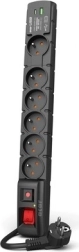 Regleta S6 USB A+C 3 m con 6 tomas, negra