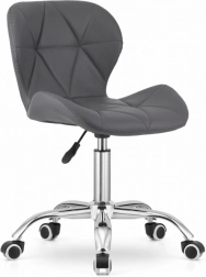 Silla de oficina giratoria con respaldo ancho de polipiel, cromada, gris